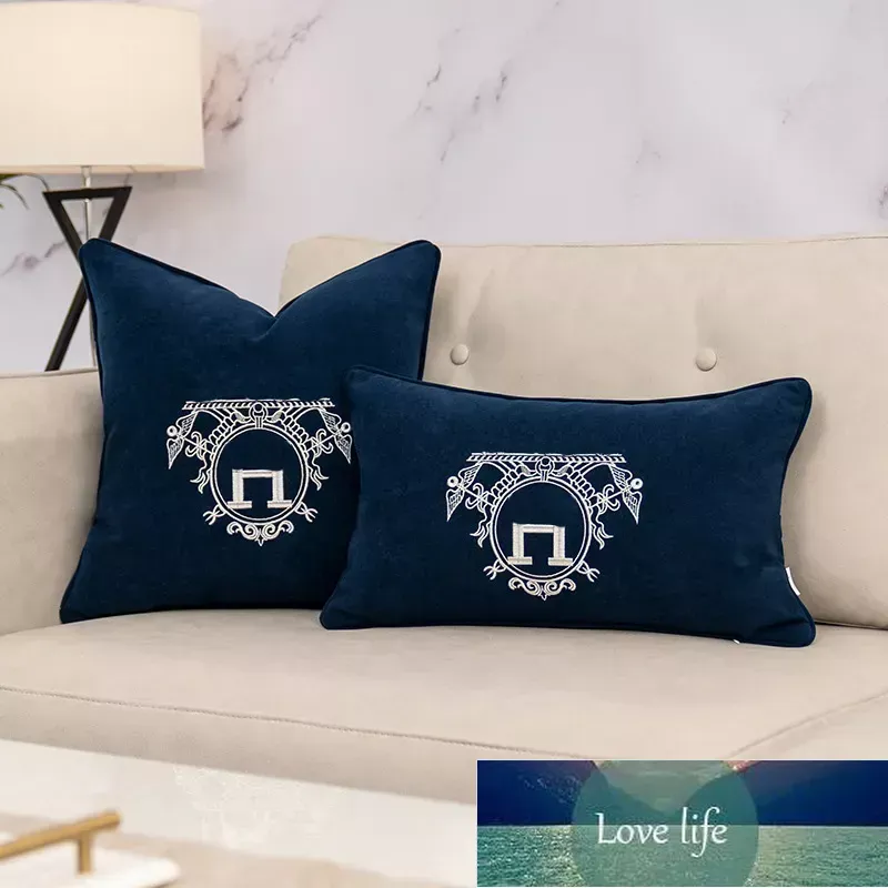 Travesseiro de sofá com letras simples, cor quente, almofada simples, azul, geométrica, elegante, cinza, capa de encosto, decoração de casa, luckyshome