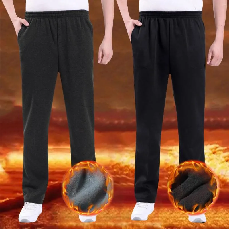 Pantalones para hombres para hombre Otoño e invierno Casual Fleece Sólido Terciopelo Cremallera Bolsillo Pantalones Ropa Masculina Harem