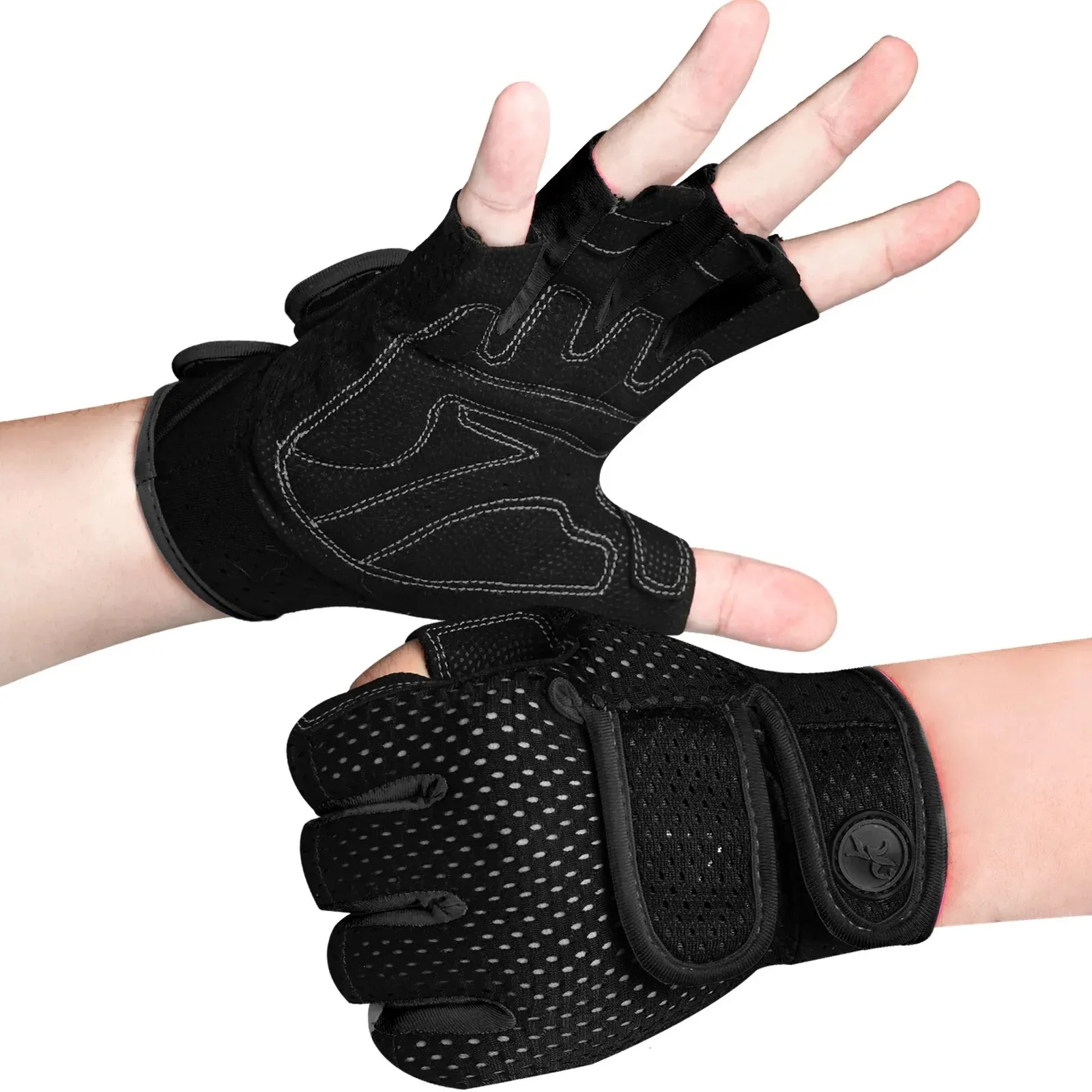 Gants de sport MOREOK entraînement Gym hommes femmes 3MM SBR coussinets demi doigt poignet soutien exercice Fitness pour l'entraînement Pull Ups aviron 231215