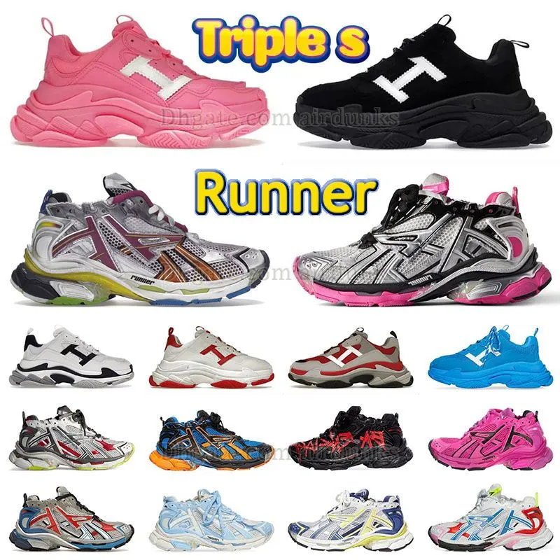 Triple S runner 7 7.0 designer schoenen dames heren maat 12 paris track runners 77.0 platform trainers triple s geheel zwart en wit paars retro bruin beige wandelsneakers