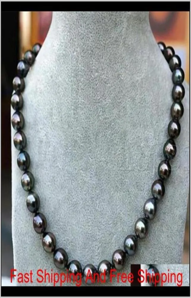 Mode kvinnor039s äkta 89mm tahitiska svart naturliga pärlhalsband 18quot bjoa5 hxgsf9902149
