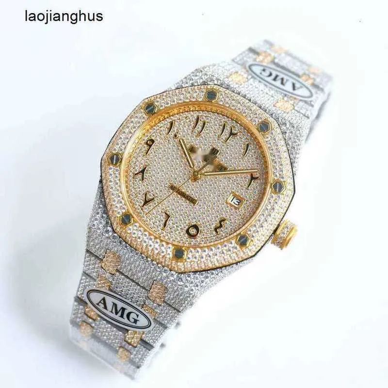 Audemar Pigue Reloj AP Relojes de diamantes Caros Hombres completos Ap Menwatch Reloj de pulsera automático Oaso Movimiento mecánico de alta calidad Piglet Uhr Bust Down Montre i rj