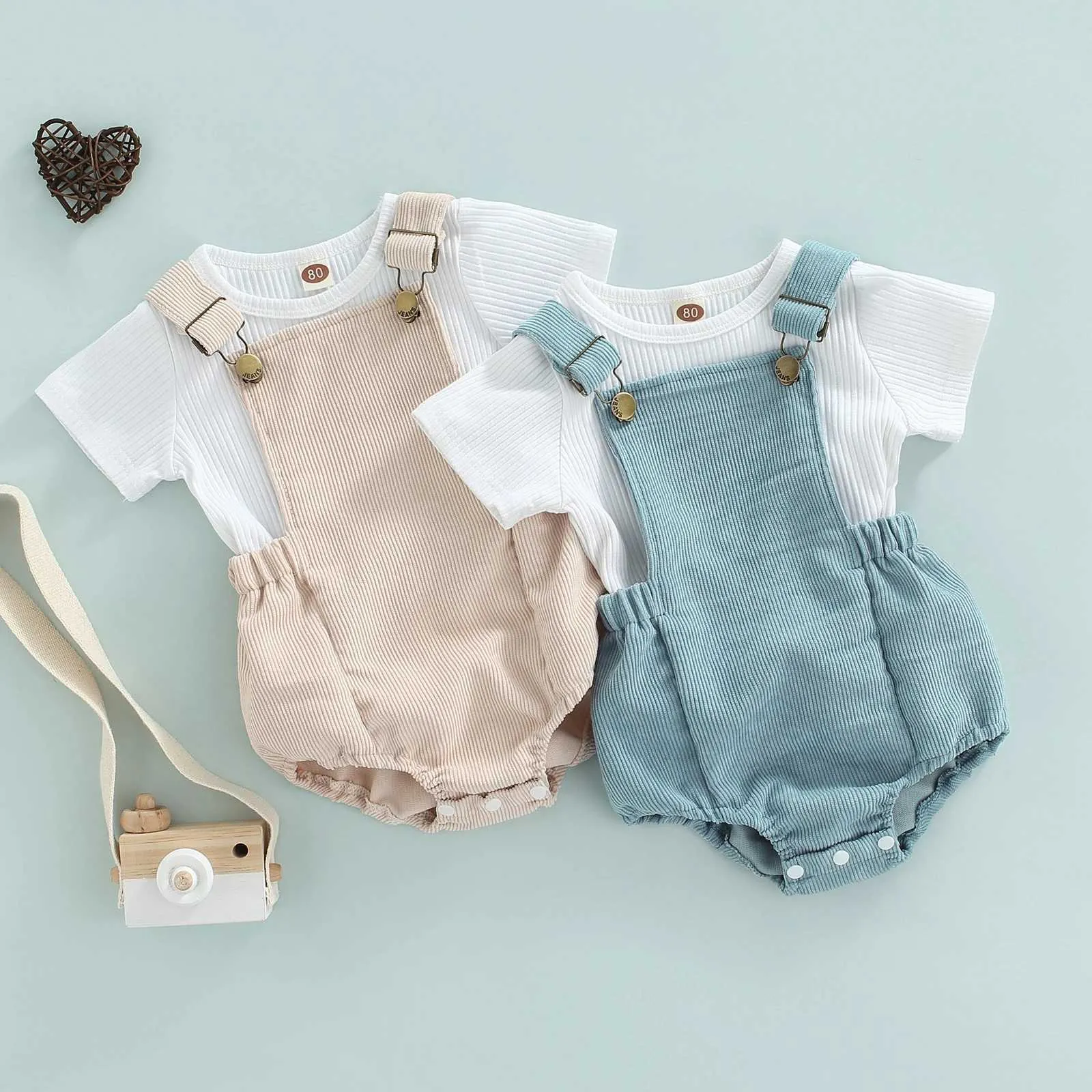 Kleidungssets Baby 0-24 Monate Neugeborene Baby Jungen Kleidung Set Kurzarm T-Shirt Overalls Cord Shorts Outfits Sommer Kostüme