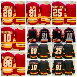 Calgary''Flames''91 Nazem Kadri Hockey Jerseys Jonathan Huberdeau 28 Elias Lindholm Jacob Markstrom 88 Andrew Mangiapane Stitched Shirts Jar