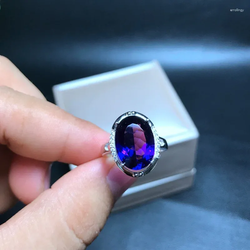 Bagues de cluster Blackfriday Vente Big Taille Violet Couleur Améthyste Gemstone Bague Femmes Argent Naturel Gem 925 Sterling Année Cadeau