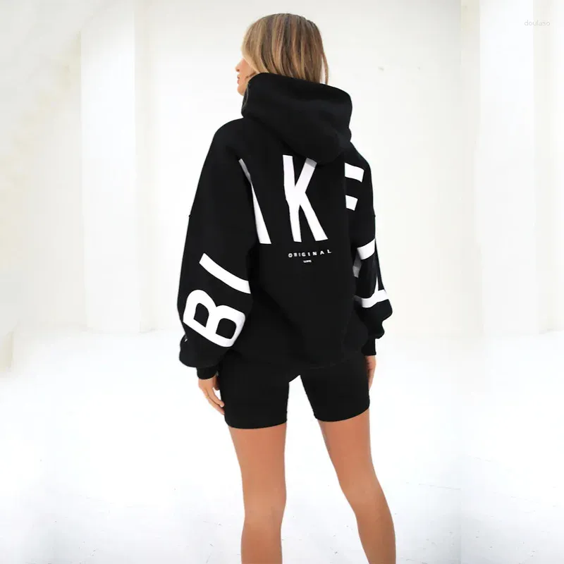 Dameshoodies Y2K Grunge losse sweatshirts Letterprint Casual fleece verdikte lange mouwen Tops Herfst hoodie streetwear