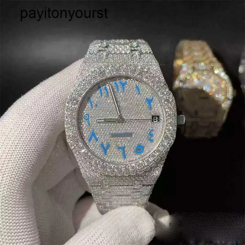 Audemar Pigue Montre AP Diamant Montres Ap Pierres 7 Moissanite Styles Version Or Rose Argent Pass Test Hommes t Op Qualité Mécanique Eta Mouvement Luxe rj