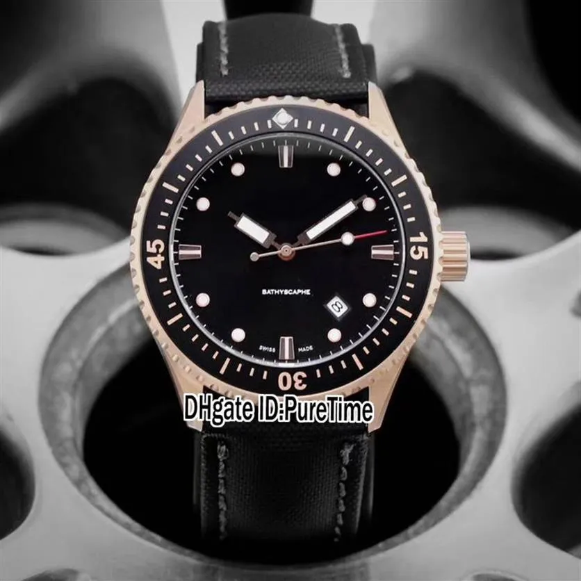 New Fifty Fathoms 50 Fathoms Bathyscaphe 5000-36S30-B52a Rose Gold Black Dial Automatic Mens Watch Nylon Leather Watches PHERETIME 2868