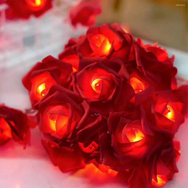 Stringhe LED Luci a corda con fiori di rosa Alimentate a batteria Decorazioni da giardino Fata per il matrimonio all'aperto di San Valentino