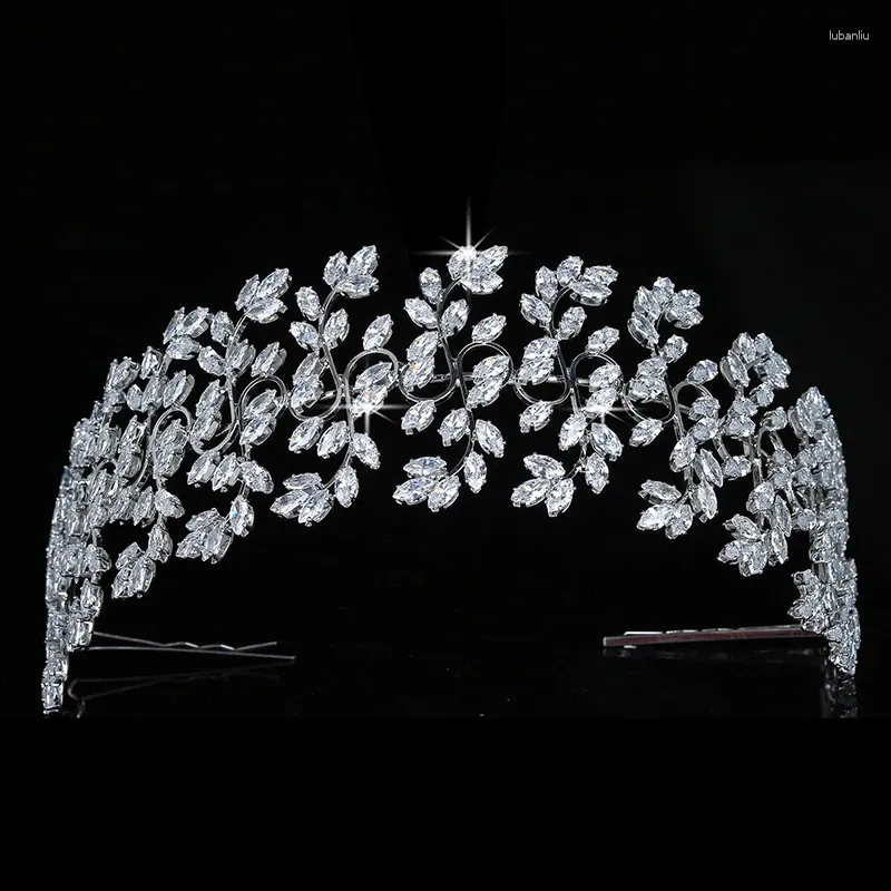 Pinces à cheveux couronne HADIYANA Romance animé mariage mariée accessoires princesse luxe bijoux cubique zircone BC5509 Coroa De Noiva