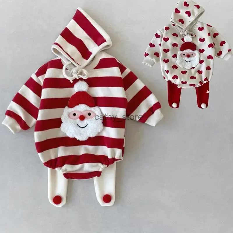Rompers Baby Christmas Themed Romper Baby Bodysuit Set 2023 Autumn Winter Infant Bodysuit Baby Boy Clothes Newborn Photography RomperL231114