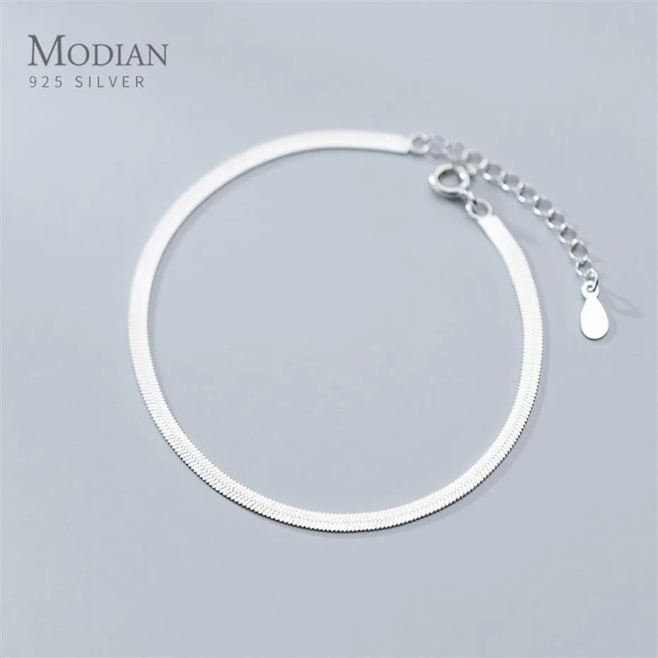 Modian Classic 925 Sterling Silver Charm Bracetet of enkelband voor vrouwen verstelbare slangbotketen Fine Jewelry 2020 Design LJ20202234Z