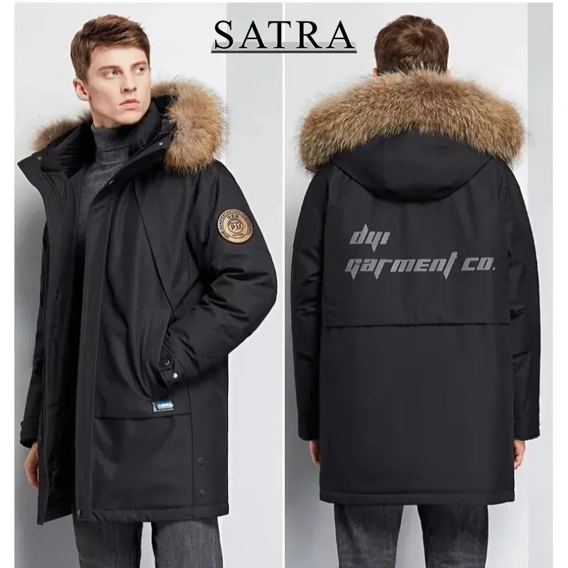 Homens Down Parkas SATRA Chegada Homens 90% Pato Branco Down Casacos Com Capuz Masculino Inverno Grosso Quente Com Capuz Parka Casaco Longo Jaquetas 231214