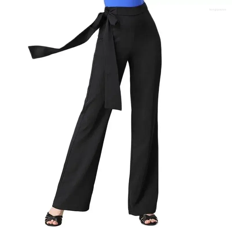 Women's Pants Spring Summer Trousers Wide Leg High Waist Modern Dance Ballroom Latin A54