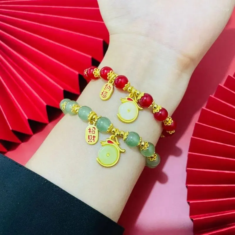 Gliederarmbänder Goldfarbenes Hetian-Jade-Armband, modisches Temperament und personalisiertes Design, einzelne Doppelschicht-Schmuckzubehör