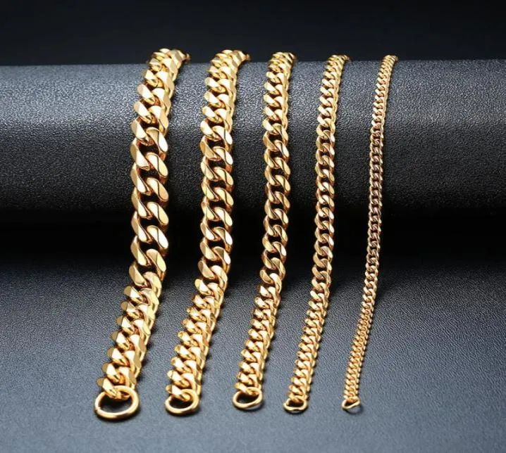 Модные ювелирные изделия, мужской браслет, женский браслет, браслет-цепочка, браслет из нержавеющей стали, браслет золото, серебро, черный цвет 3 мм11 мм6422994