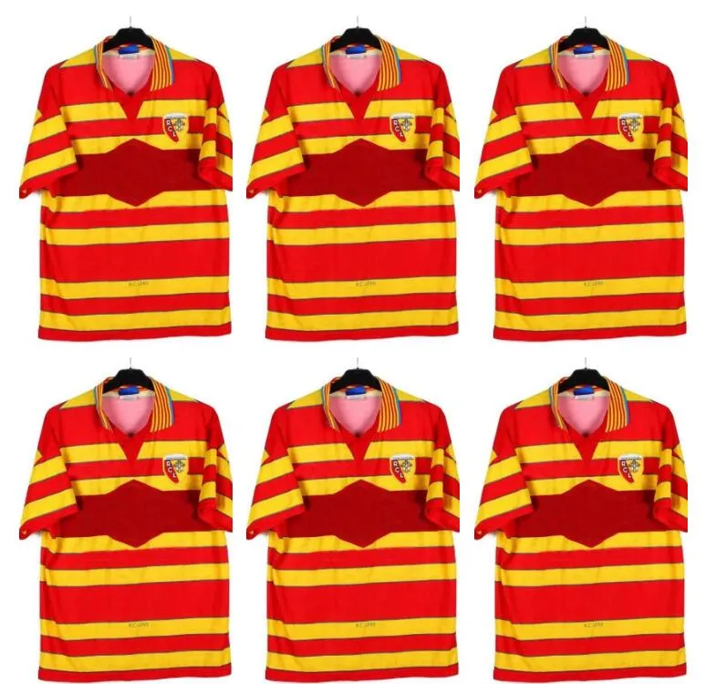 Maillot 97 98 retro RC Lens camisas de futebol 1997 1998 LACHOR MAGNIER Clássico Camisa de Futebol Vintage masculino kit infantil Uniforme de Futebol