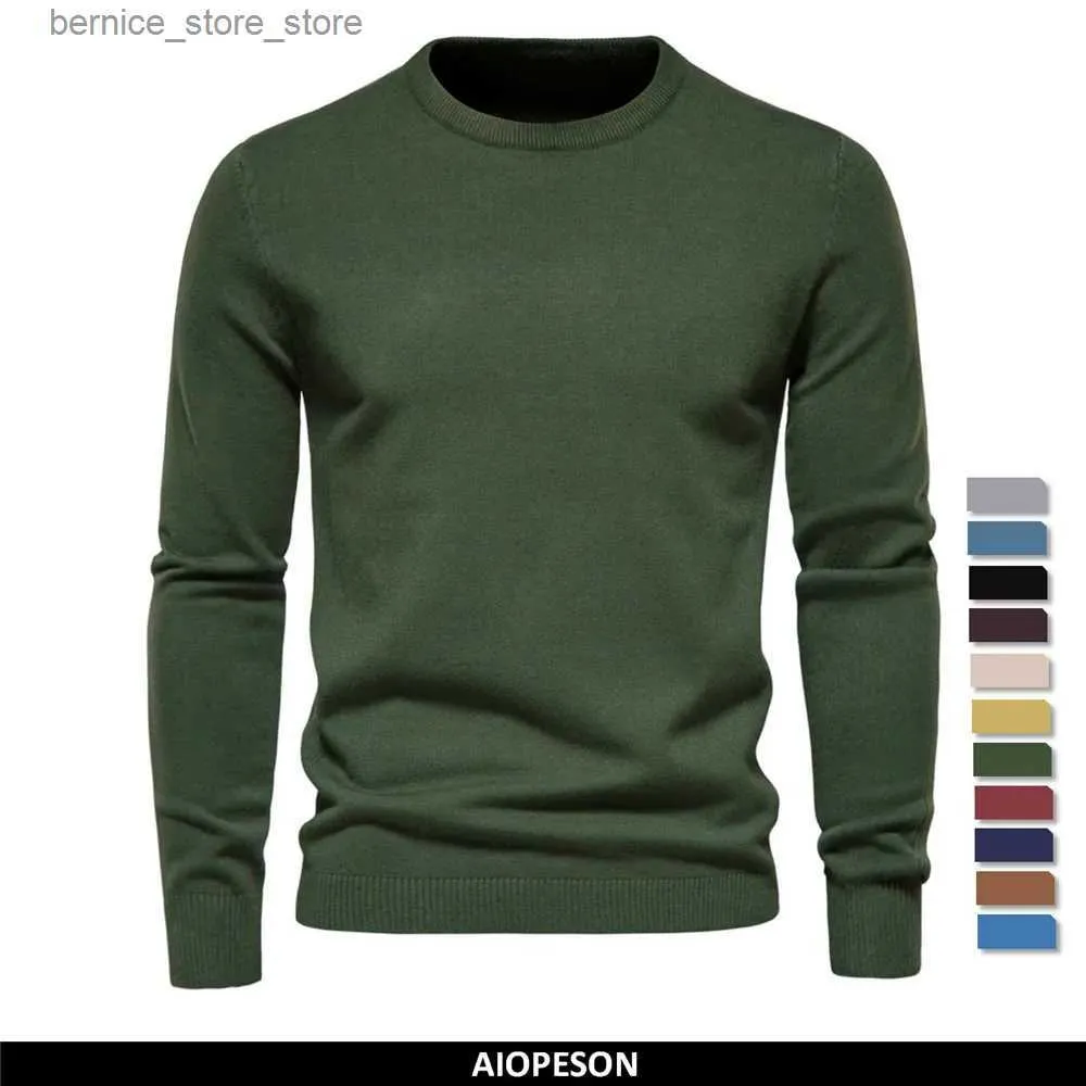 Men's Polos 2021 New O-neck Pullover Men's Sweater Casual Solid Color Warm Sweater Men Winter Fashion Slim Mens Sweaters 11 Colors Q231215