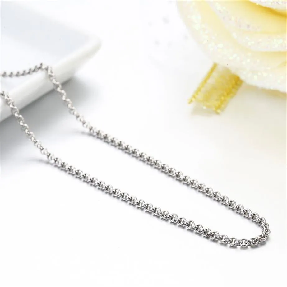 35cm-70cm 925 Sterling Silver Circle Rolo Chain Necklace Women girl Italy Men Jewelry Kolye Collares Collier Ketting Sieraden233s