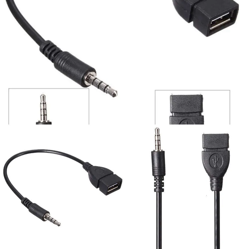 Nuovi adattatori per laptop Caricabatterie per auto Lettore MP3 Convertitore Jack audio AUX maschio da 3,5 mm Spina a USB 2.0 Cavo convertitore femmina Cavo Adapte