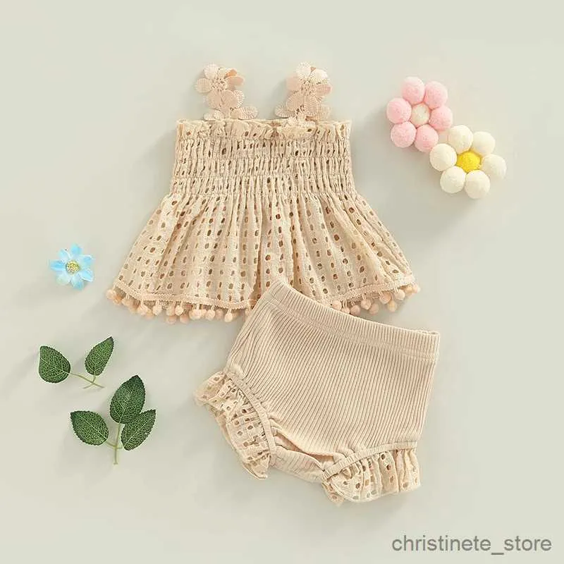 Ensembles de vêtements Enfant en bas âge bébé filles vêtements d'été tenues Sling débardeurs plissés et shorts à volants décontractés costumes deux pièces enfants bébé fille ensembles R231215