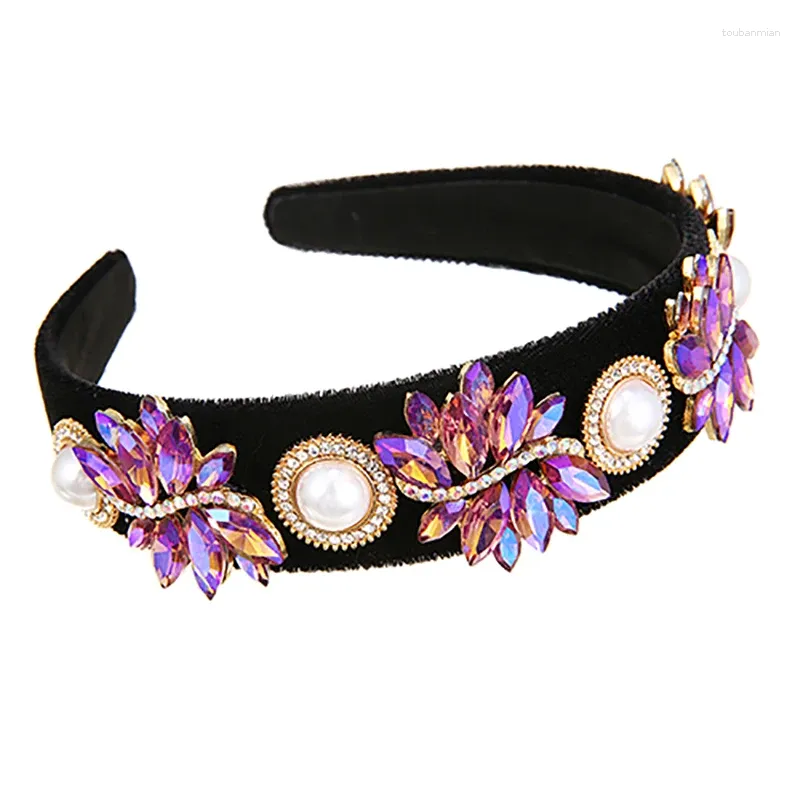 Tiara de cristal artesanal de cor luxuosa para mulheres, design de personalidade exclusivo, acessórios de cabelo de pérola, joias de declaração