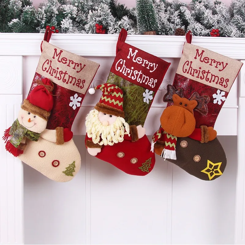 Christmas supplies imitation leather socks gift bag men women exquisite gift bag Christmas decorative red candy socks
