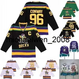 Weng Mighty Of Movie Jersey 33 Greg Goldberg 96 Charlie Conway 99 Adam Banks Ice Hockey Jerseys Black Green White Purple