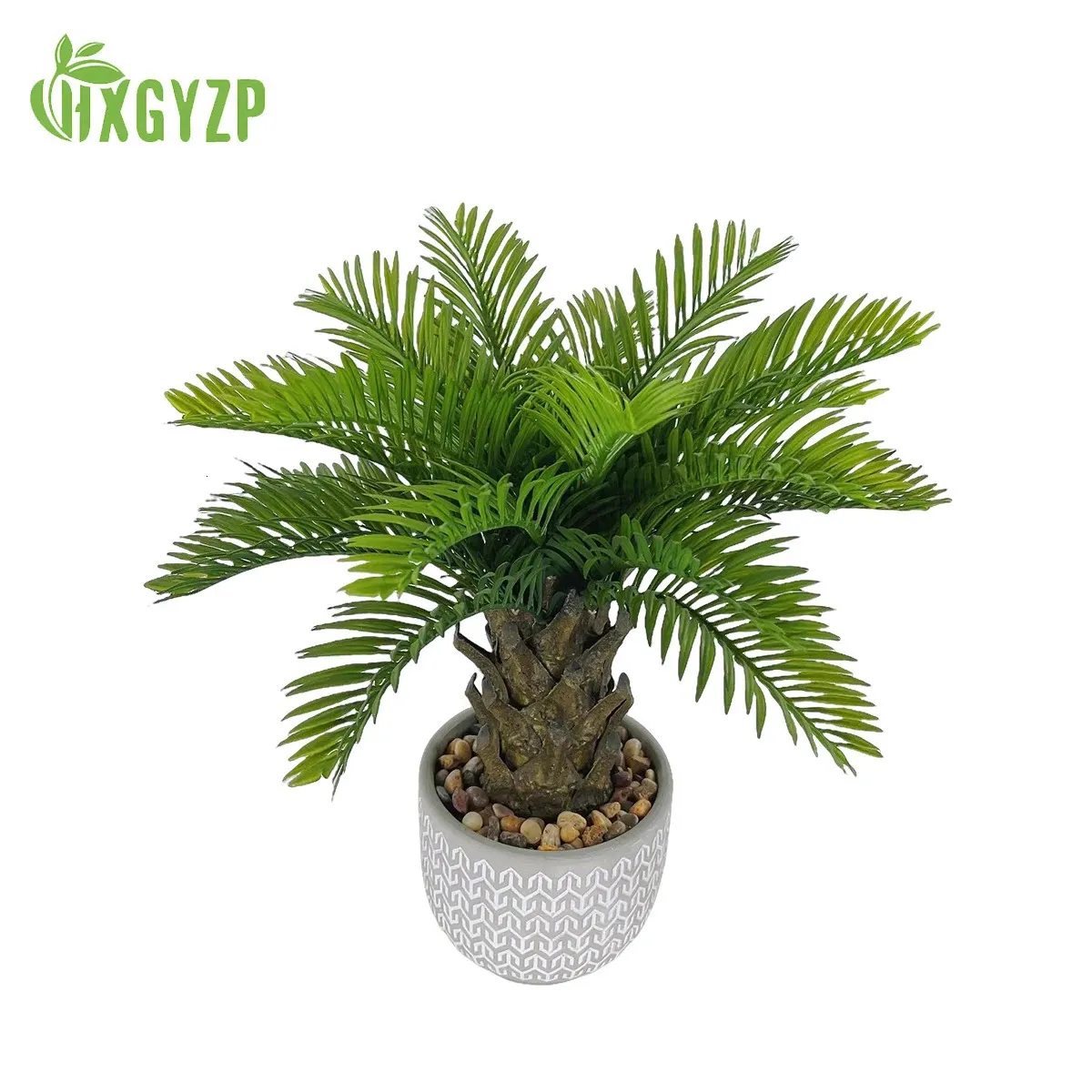 Juldekorationer Hxgyzp Coconut Tree Artificial Plants Potted Simulation Palm With Cement Flowerpot Home Decoration Bonsai Garden Fake Plant 231215