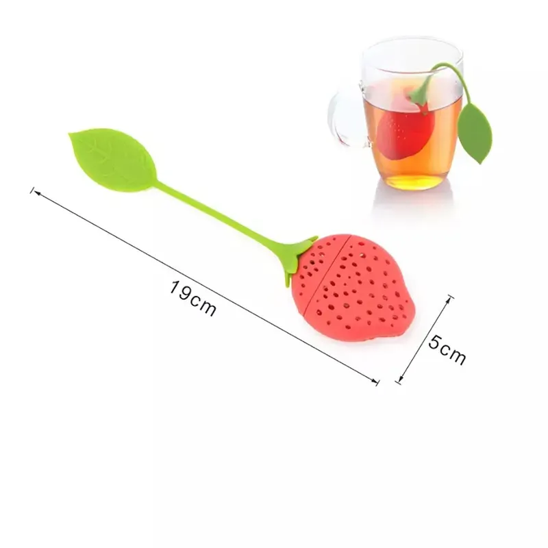 Strawberry Shape Food Grade Silicone Tea Infuser Strainer Filter Silica Gel Tea Bag Tea Filter Teas Tools Cup Hanger