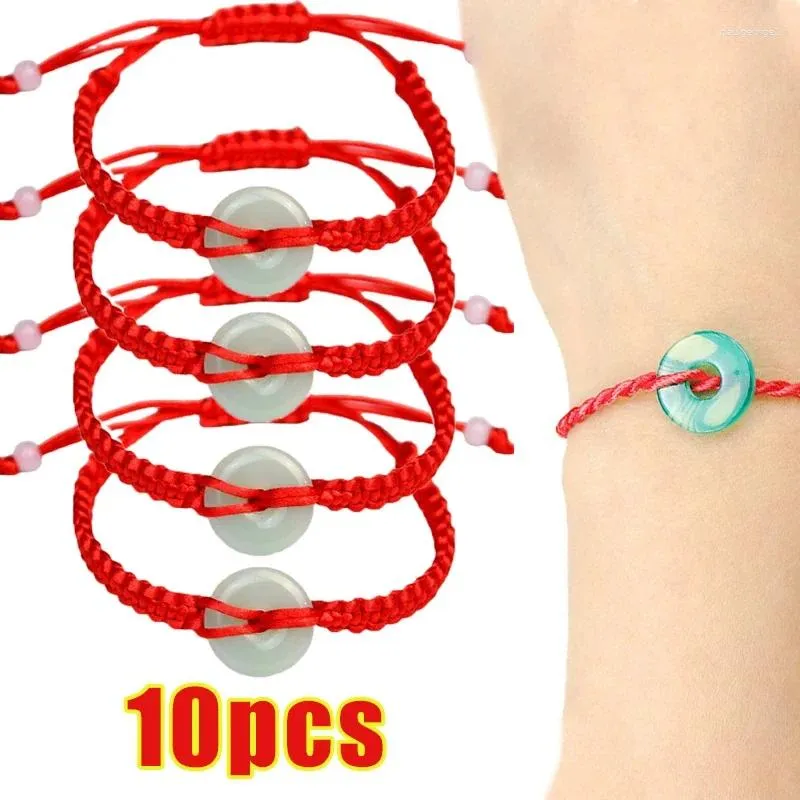 Strand Red Rope flätat armband Buddhist Pendant Bangles Justerbar storlek Handvävd Lucky gängade armband smycken för par