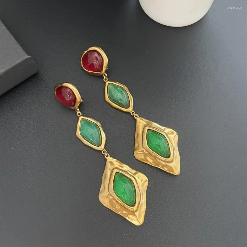 Boucles d'oreilles à dos en laiton et cristal coloré pour femmes, bijoux de luxe de qualité supérieure, cadeau de fête d'anniversaire, Vintage, marque de styliste, 2023