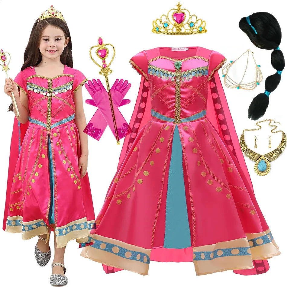 Girls Dresses Girl Jasmine Clothing Childrens Princess Role Playing Clothing Aladdin Role Playing Fantasy Magic Lantern Surprise Halloween Dressing Set 231214