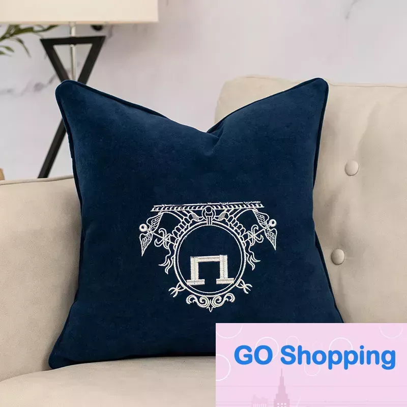 Универсальная подушка для дивана с надписью, теплый цвет, простая подушка, синие подушки с геометрическим рисунком, модный серый чехол на спинку, домашний декор Luckyshome