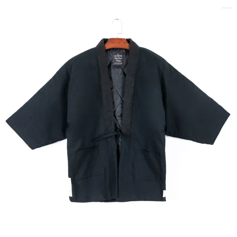 Etniska kläder hanten kappa män jackor japan stil koi tryck kimono quilted hålla varma löst pyjamas cardigan samurai asiatiska kläder yukata