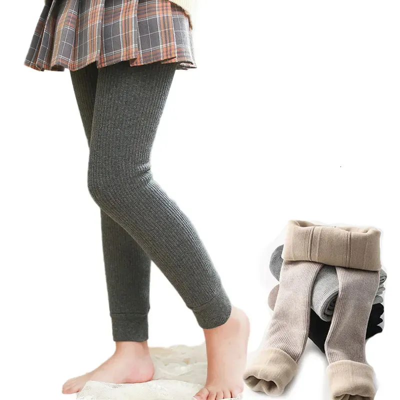 Leggings collants meninas leggings calças de veludo para crianças inverno cashmere calças quentes adolescente leggings 1-12years 231215