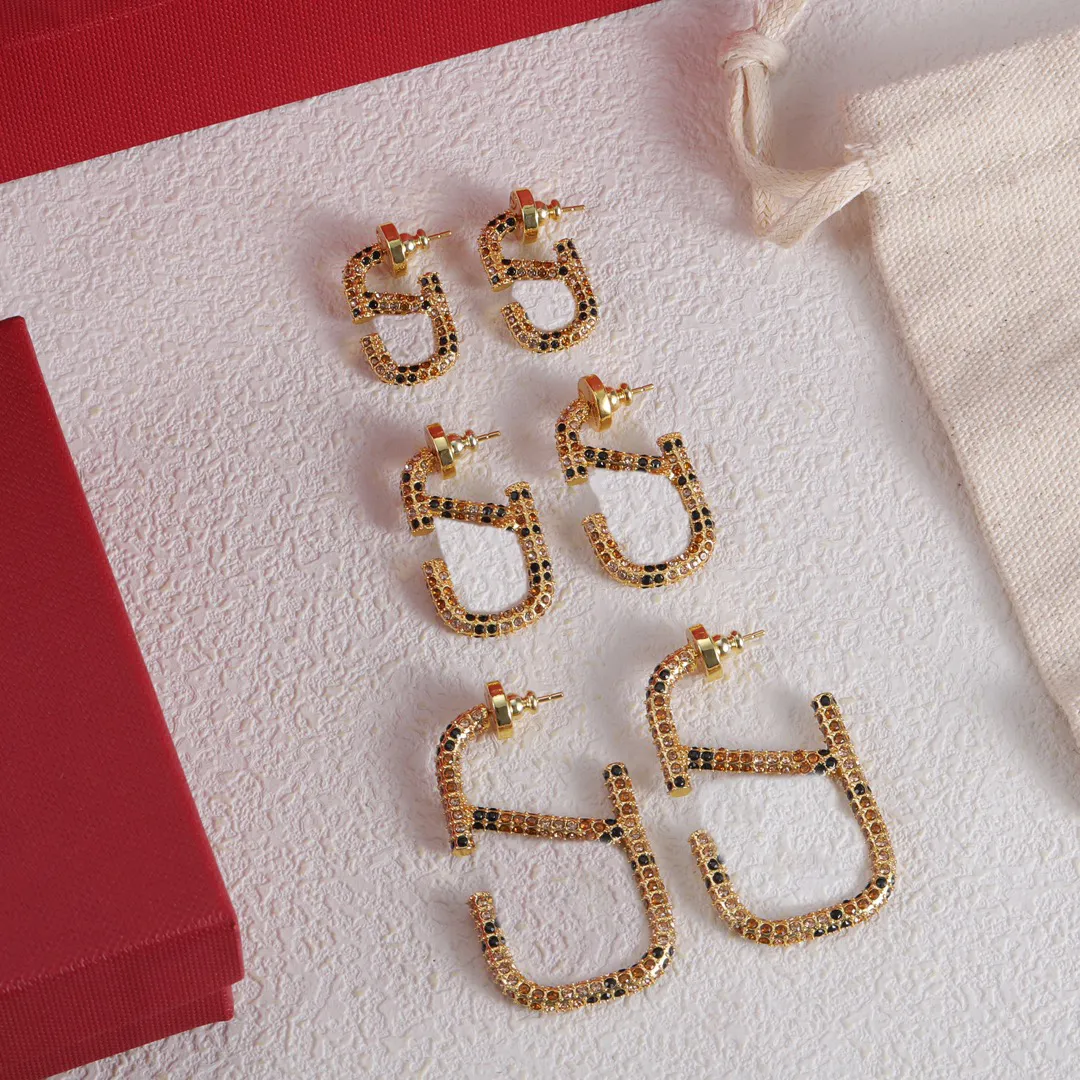 18 Karat schwarzes Diamantgold, 4,5 cm, große Charm-Ohrringe, modische, exquisite Designer-Ohrringe für Damen, klassischer Schmuck mit Originalverpackung