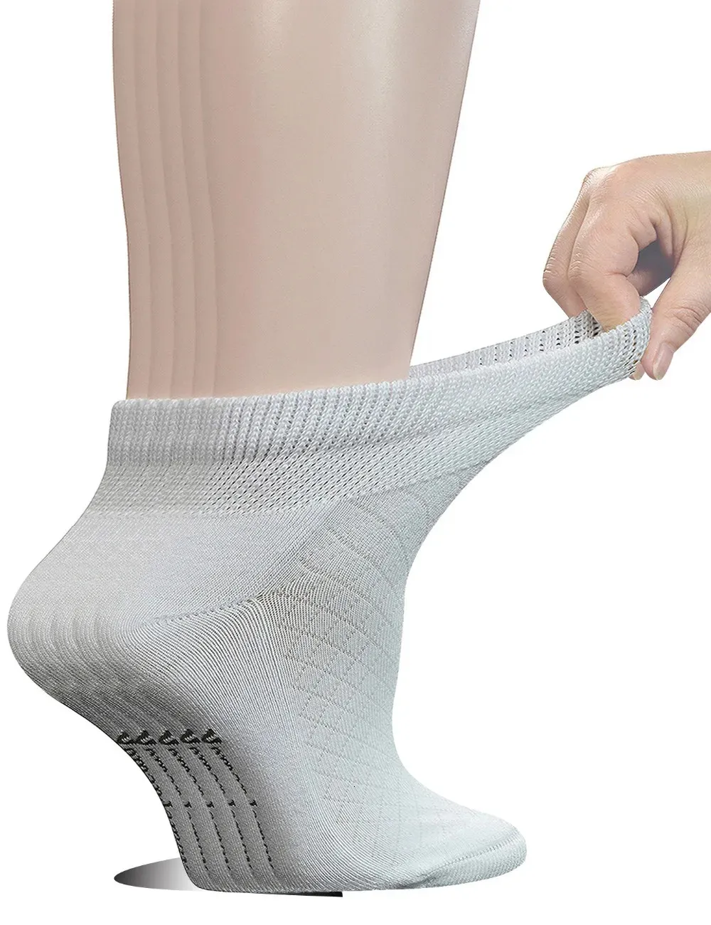 Socken Strumpfwaren Damen 5 Paar Baumwoll-Knöchelatmungsaktive Mesh-Diabetikersocken mit nahtloser Spitze L Größe 231215