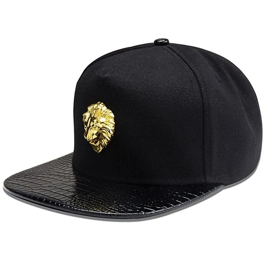 Hombres Mujeres Remache Cabeza de León Cráneo Sombrilla Gorra de béisbol Deporte de verano Protector solar Hip Hop Punk Ajustable Algodón Sombreros planos P53 220527257U