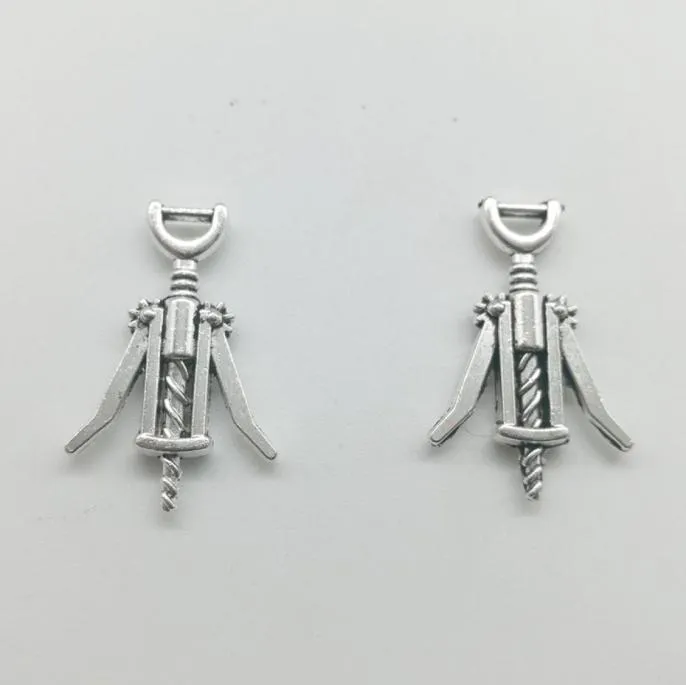 100pcs red wine bottle opener antique silver charms pendants Jewelry DIY For Necklace Bracelet Earrings Retro Style 2617mm8422447