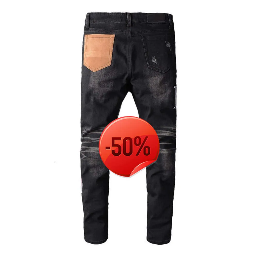 Kerstkorting ~ 50 korting ~ Jeans Heren Hip Hop Stijl Luxe Designer Denim Pant Distressed Ripped Biker Jean Slim Fit Motorcycle herenkleding Maat 28-40