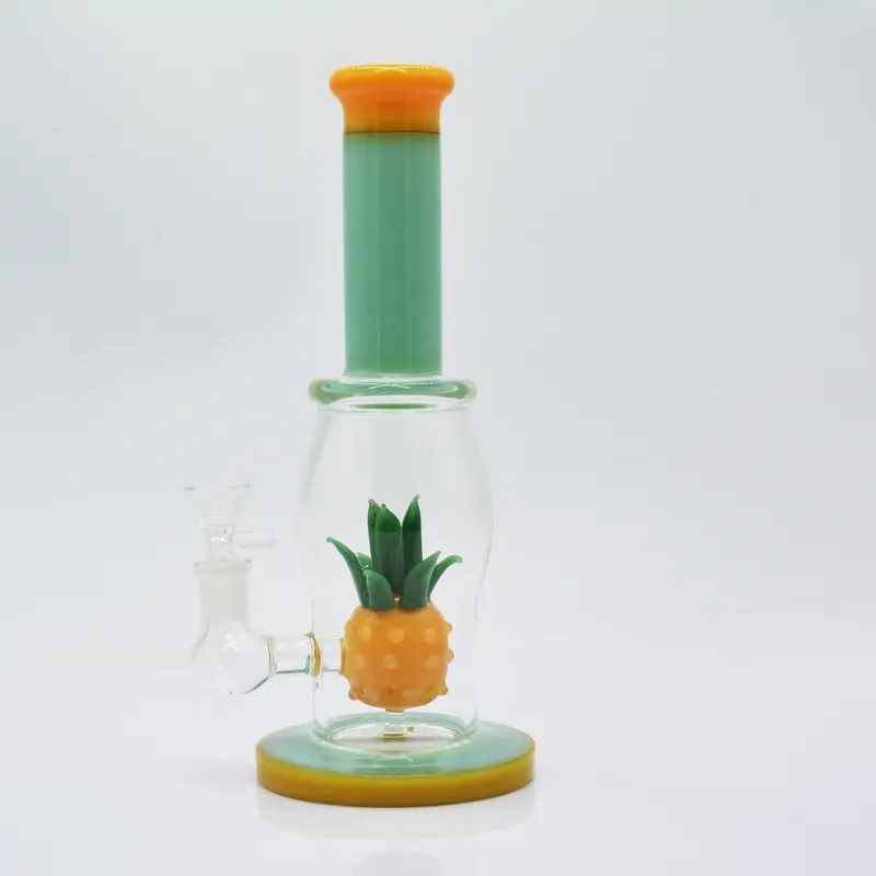 HBKING 11 inch pineapple bong glass water pipe yellow green dab rig new arrive hot sell good function tall oil rig for sale