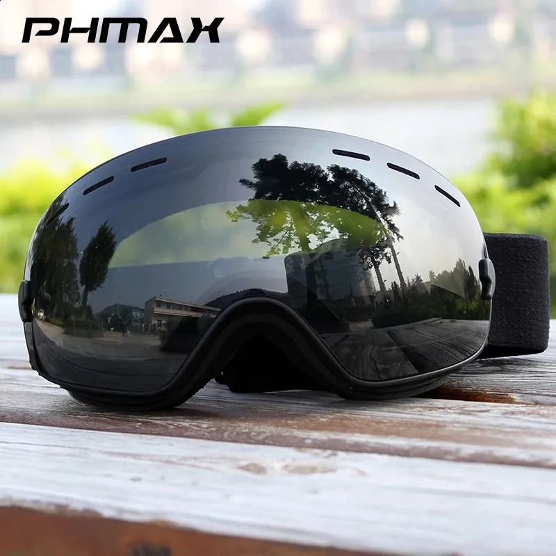 Ski Goggles PHMAX Ski Goggles OTG Anti fog Black Snow Goggles TPU Frame UV Protection Snowboard Goggles for Men Women Adult Youth Cool Gift 231214