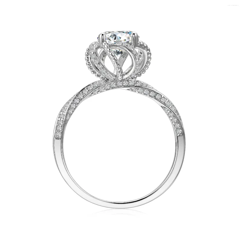 Cluster ringen Daisini D kleur GRA gecertificeerd Lab Grown Diamond unieke statement sieraden 925 zilveren bloemen kroon Moissanite ring voor vrouwen