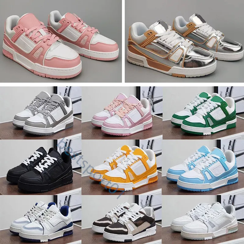 2024 Hot Luxury Virgil Low Platform Trainer Sneakers Shoes Printing Fashion Märkesdesigner Mens Women Lover äkta läderdesigner Sneaker Storlek 36-45 B3