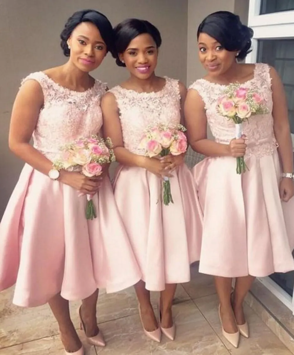 puerto rican dresses Lace Appliqued Bodice Pink Chiffon Long Mismatched Bridesmaid Dresses with Slit APD2254 main image 0