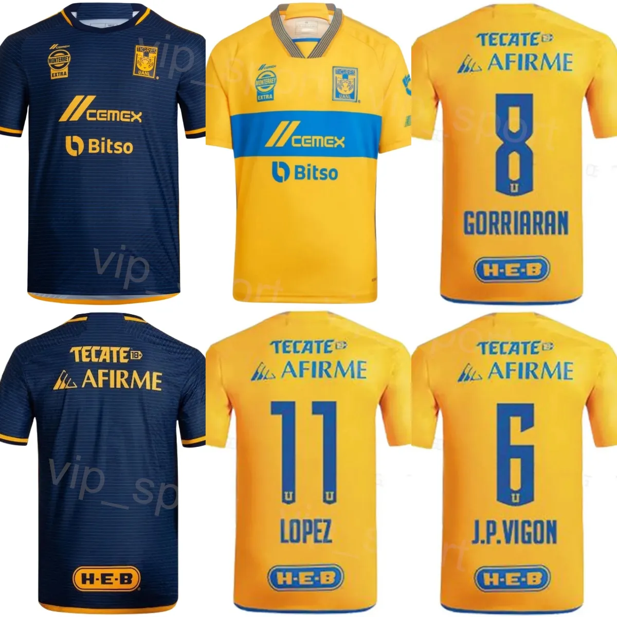 Club Soccer Tigres Uanl 1 Nahuel Guzman Jerseys 29 Jonathan Herrera 10 Andre-Pierre Gignac 16 Diego Lainez 6 Juan Vigon Futebol Camisa Kits Uniforme 2023 2024