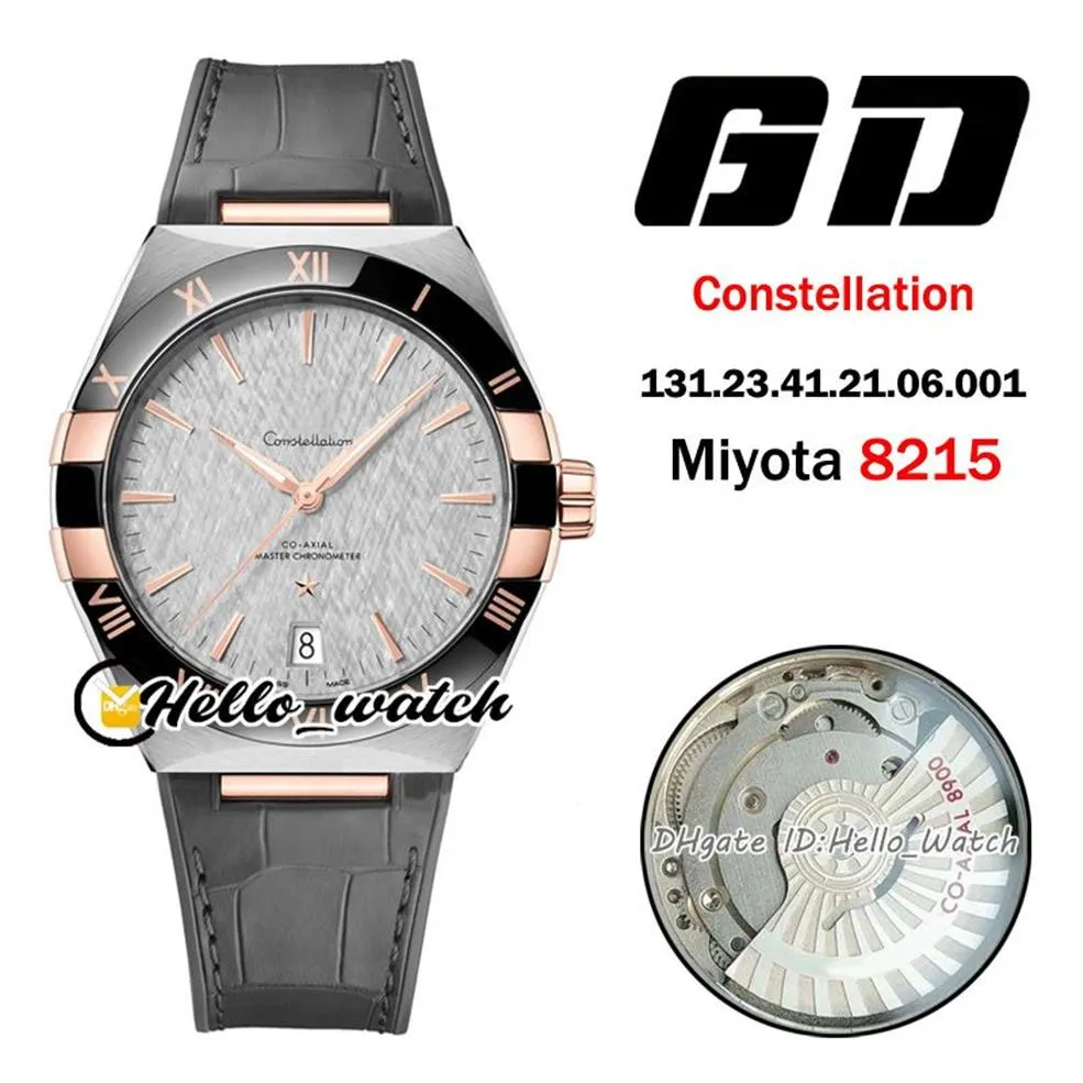 41 mm koncentryczny 131 23 41 21 06 001 zegarki Miyota 8215 Automatyczne męskie zegarek biały pokrętło dwa tony różowe złoto czarny pasek skórzany H264Q