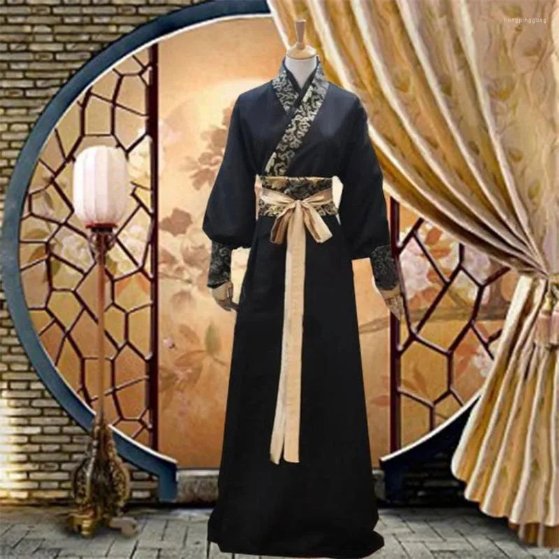 Stage Wear Hanfu Men Costume antico Abito popolare Emboridery Abito lungo Abito tradizionale in stile cinese Samurai giapponese