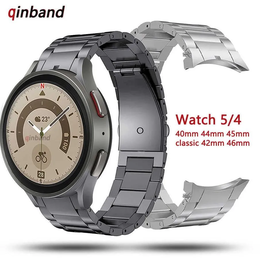 Titta på band Inga Gaps Titanium Metal Strap för Samsung Galaxy Watch 5 Pro 45mm 40mm 44mm Belt Watch Band för Samsung Watch4 Classic 262i